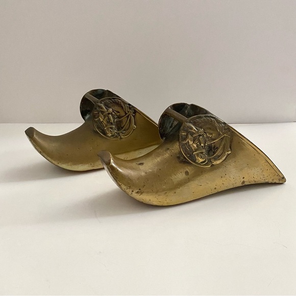 Antique 1800s Conquistador Brass Figural Horse Boot Stirrups
